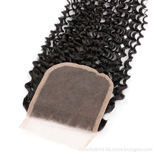 Free Sample Grade 8A Kinky Curly Cuticle Aligned human hair 4*4 closure HD lace Afro human hair extension